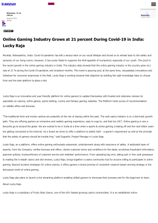 Online Gaming Industry Grows at 21 percent During Covid-19 in India: Lucky Raja