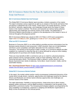 B2C E-Commerce Market Size By Type, By Application, By Geographic Scope And Forecast