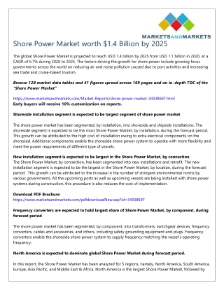 Shore power market worth $1.4 Billion by 2025