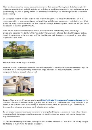 Find Good results While Searching For Secrets Concerning Property Investing By Looking At This