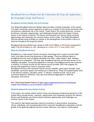 Broadband Services Market Size By Connection, By Type, By Application, By Geographic Scope And Forecast