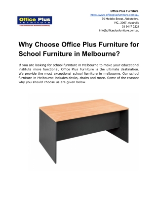 Why Choose Office Plus Furniture for School Furniture in Melbourne?
