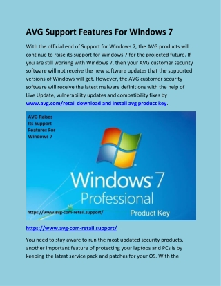 AVG Support Features For Windows 7