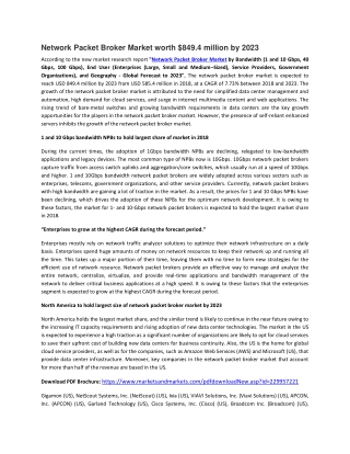 Network Packet Broker Market by Bandwidth (1 and 10 Gbps, 40 Gbps, 100 Gbps) - 2023 | MarketsandMarkets