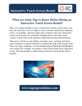 What are Some Tips to Know Before Hiring an Interactive Touch Screen Rental?