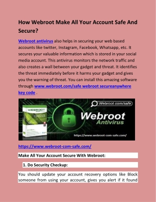 How Webroot Make All Your Account Safe And Secure?