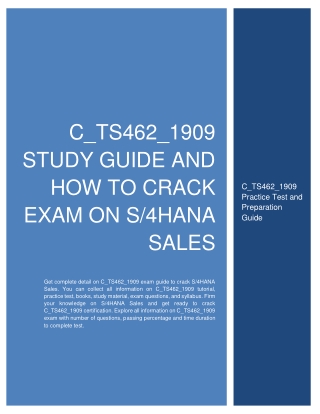 C_TS462_1909 Study Guide and How to Crack Exam on S/4HANA Sales