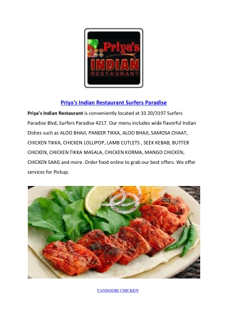 5% off - Priya's Indian Restaurant Surfers Paradise, QLD