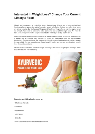 Interested in Weight Loss? Change Your Current Lifestyle First!