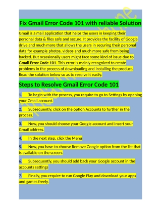 Call - 1-800-316-3088 How Fix To Troubleshoot Gmail Error Code 101