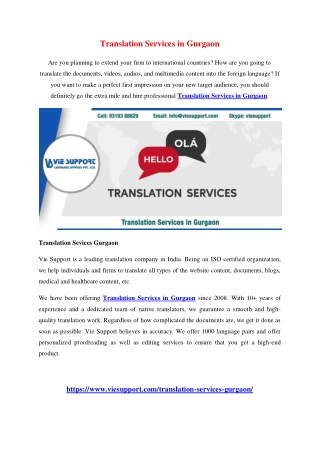 Translation Services in Gurgaon