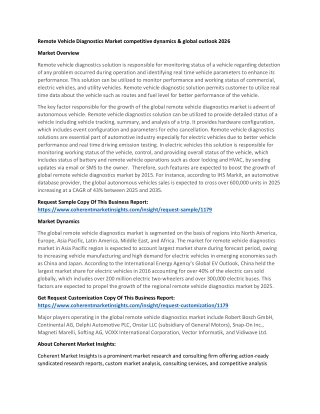 Remote Vehicle Diagnostics Market competitive dynamics & global outlook 2026