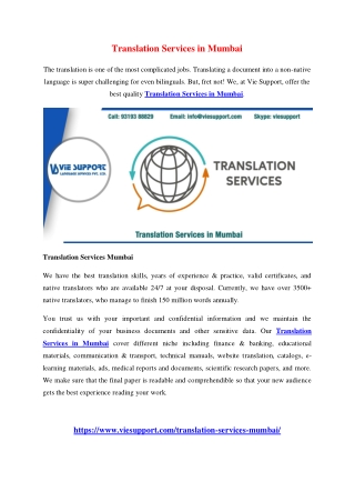 Translation Services in Mumbai