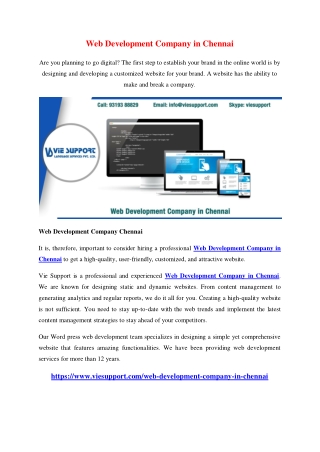 Web Development Company in Chennai