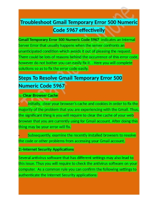 Call - 1-800-316-3088 How To Resolve Gmail Temporary Error 500 Numeric Code 5967