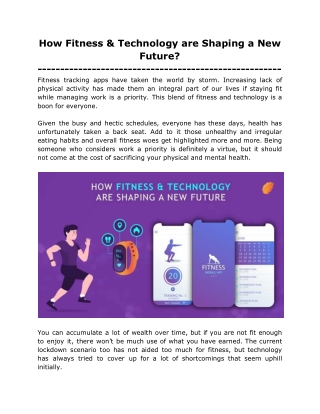 How Fitness & Technology are Shaping a New Future?