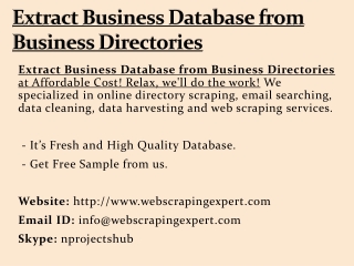 Extract Business Database from Business Directories