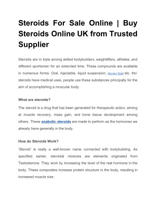 Steroids For Sale Online | Buy Steroids Online UK from Trusted Supplier