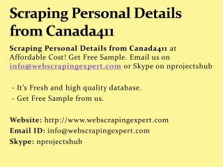 Scraping Personal Details from Canada411