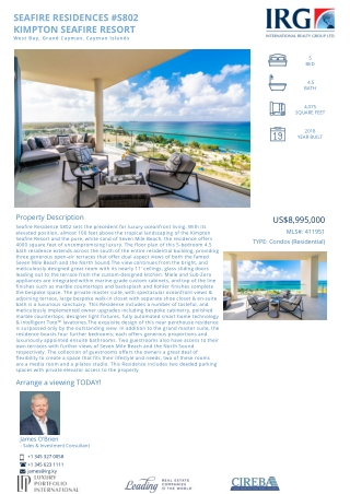 Buy SEAFIRE RESIDENCES #S802 KIMPTON SEAFIRE RESORT-411951 - IRG Cayman