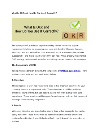 What Is OKR and how to use it correctly