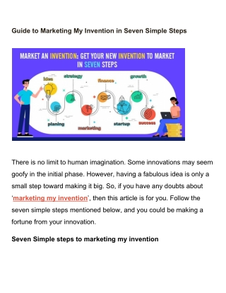 Guide to Marketing my Invention in Seven Simple Steps