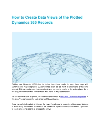 How to Create Data Views of the Plotted Dynamics 365 Records