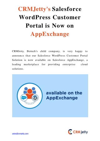 CRMJetty's Salesforce WordPress Customer Portal is Now on AppExchange