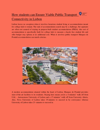 How students can ensure viable public transport connectivity in lisbon