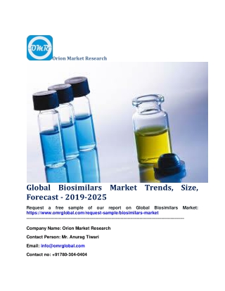 Global Biosimilars Market Trends, Size, Forecast - 2019-2025