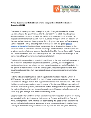 Impact Assessment of COVID-19 Outbreak on Protein Supplements Market Developments till 2022