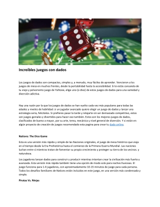 Increíbles Juegos Con Dados