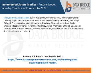 Immunomodulators Market – Future Scope , Industry Trends and Forecast to 2027