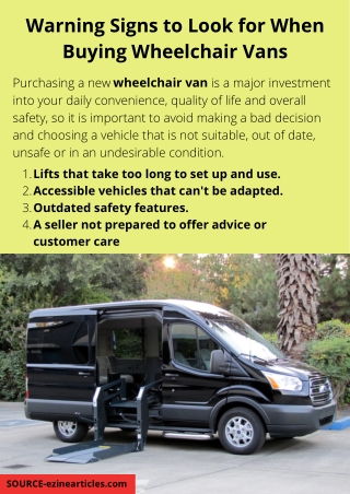 Warning Signs to Look for When Buying Wheelchair Vans