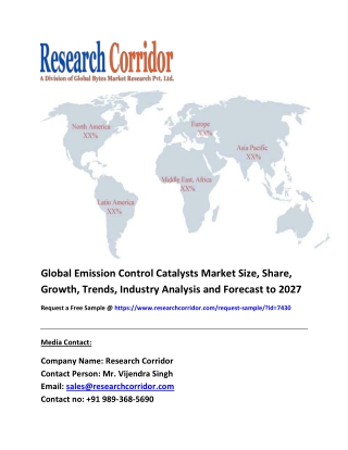 Emission Control Catalysts Market Size, share, Industry Growth, Future Opportunities, Forecast to 2027