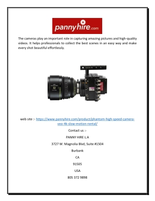 Phantom VEO 4K rental Los Angeles | Pannyhire.com