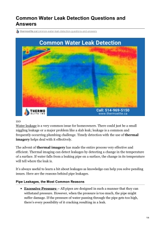 Common Water Leak Detection Questions and Answers – Thermo Elite Inc