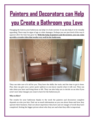 Painters and Decorators can Help you Create a Bathroom you Love