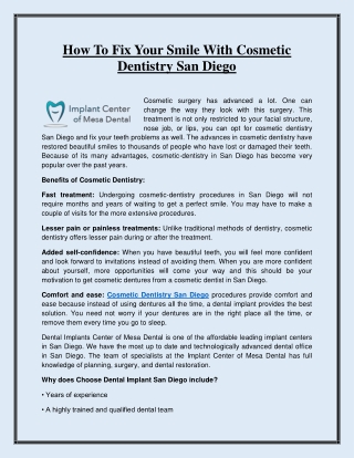 How To Fix Your Smile With Cosmetic Dentistry San Diego