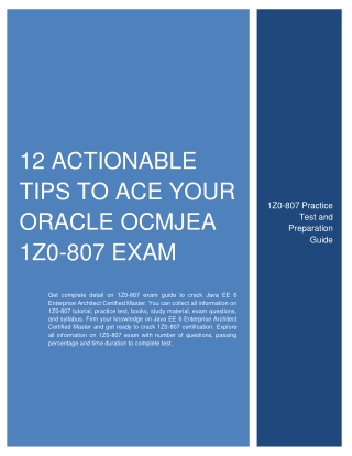 12 Actionable Tips to Ace Your Oracle OCMJEA 1Z0-807 Exam