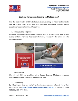 Looking for couch cleaning in Melbourne?