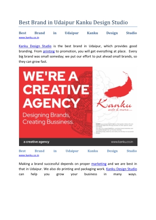 Best Brand in Udaipur Kanku Design Studio