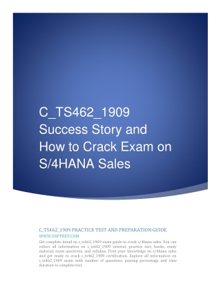 C TS462 1909 Success Story and How to Crack Exam on S4HANA Sales