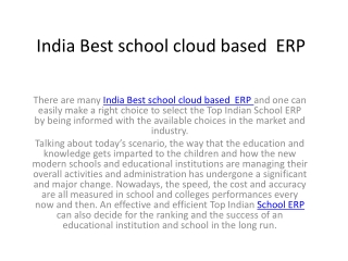 India Best school cloud-based  ERP