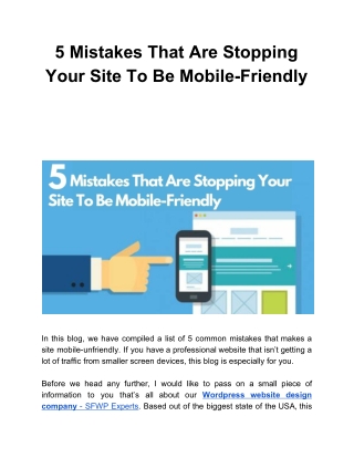 5 Mistakes That Are Stopping Your Site To Be Mobile-Friendly