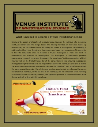 What is needed to Become a Private Investigator in India