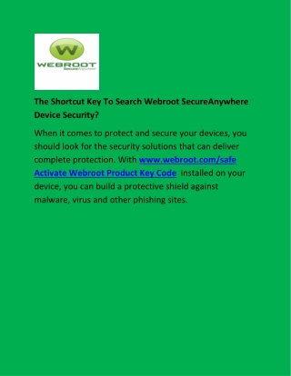 The Shortcut Key To Search Webroot SecureAnywhere Device Security