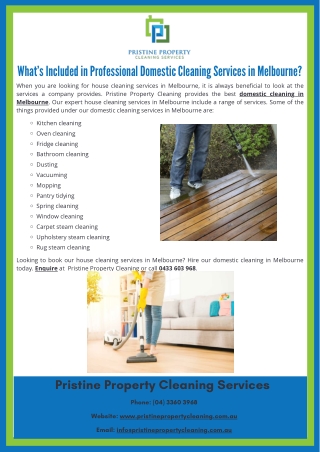 What’s Included in Professional Domestic Cleaning Services in Melbourne?