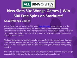 New Online Slots Site Wonga Games | Win 500 Free Spins on Starburst!