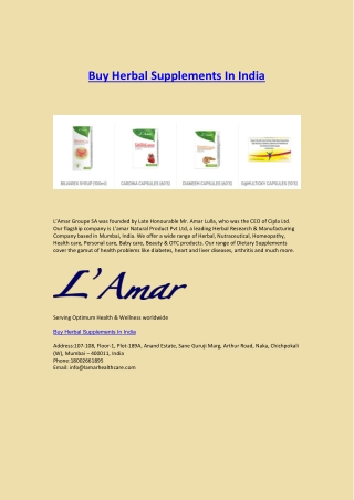 Buy Herbal Supplements In India